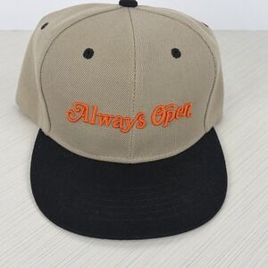 7 Eleven Hat 7-11 SnapBack  "Always Open" Tan Black Hat Cap One Size